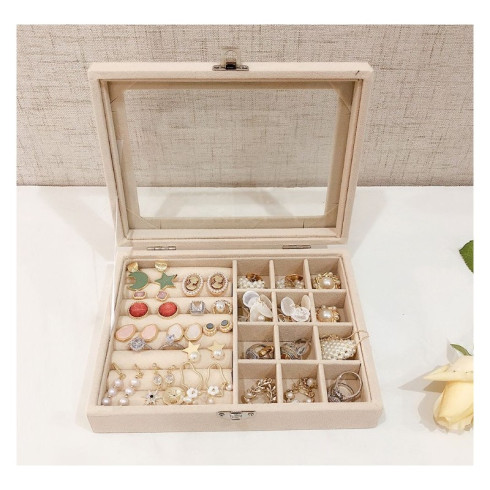 Šperkovnica - úložny box na bižutériu, krémová