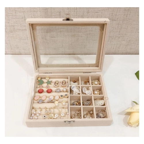 Šperkovnice - úložný box na bižuterii, krémová