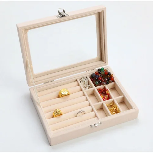 Šperkovnice - úložný box na bižuterii, krémová