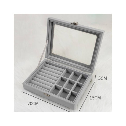 Šperkovnica, úložný box na bižutériu - šedá