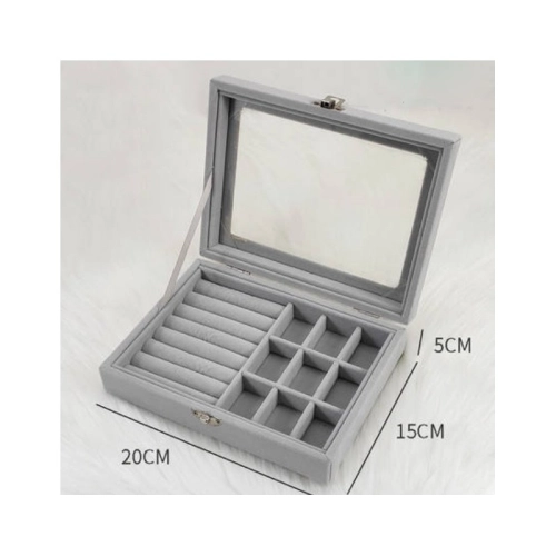 Šperkovnice, úložný box na bižuterii - šedá