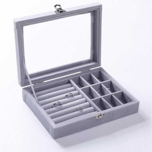 Šperkovnica, úložný box na bižutériu - šedá