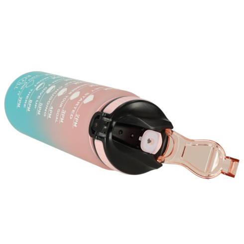 Športová fľaša na vodu s denným časovým plánovačom 1L - ombré