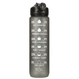 Športová fľaša na vodu s denným časovým plánovačom 1L - šedá