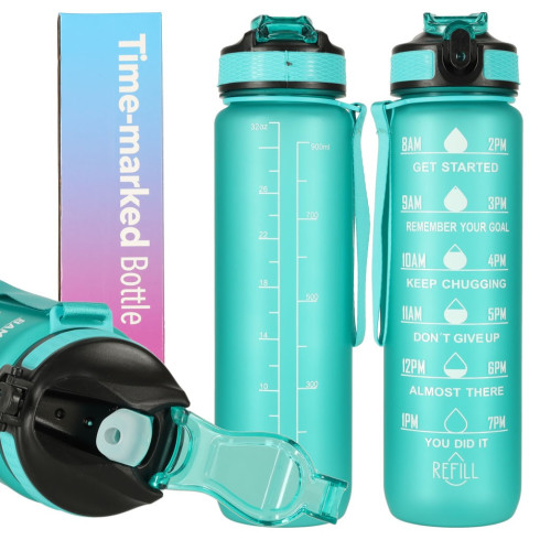 Športová fľaša na vodu s denným časovým plánovačom 1L - zelená