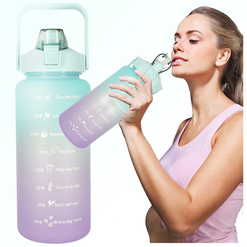 Športová fľaša na vodu s denným časovým plánovačom 2L - ombré