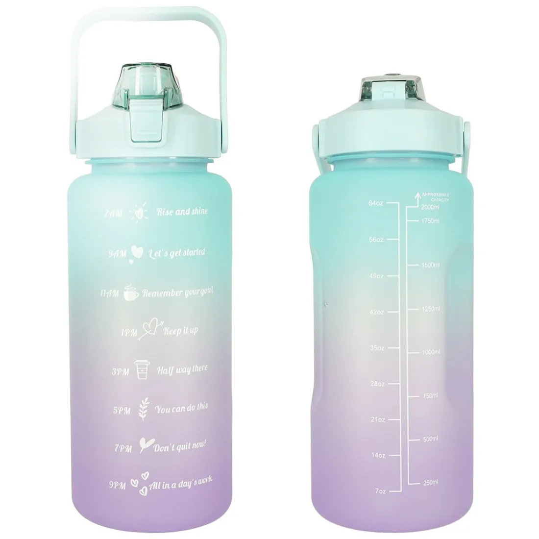 Športová fľaša na vodu s denným časovým plánovačom 2L - ombré