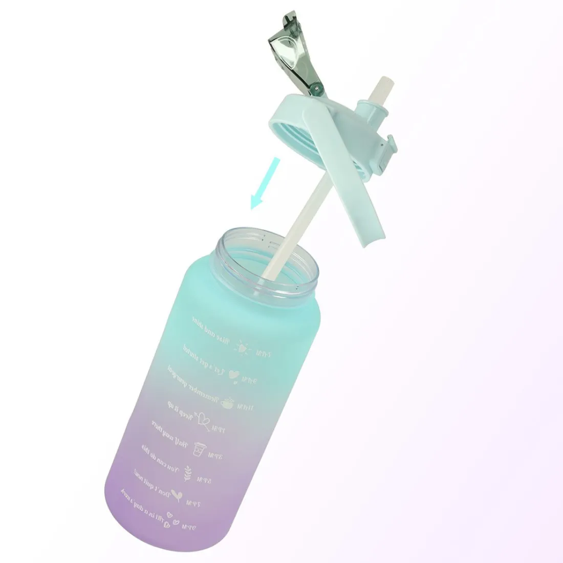 Športová fľaša na vodu s denným časovým plánovačom 2L - ombré