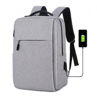 Športový batoh na notebook USB - šedý