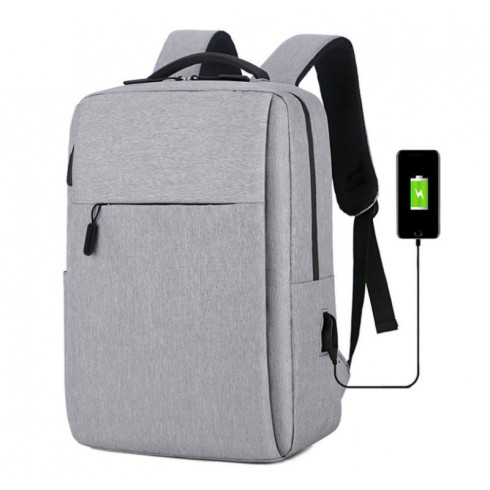 Športový batoh na notebook USB - šedý