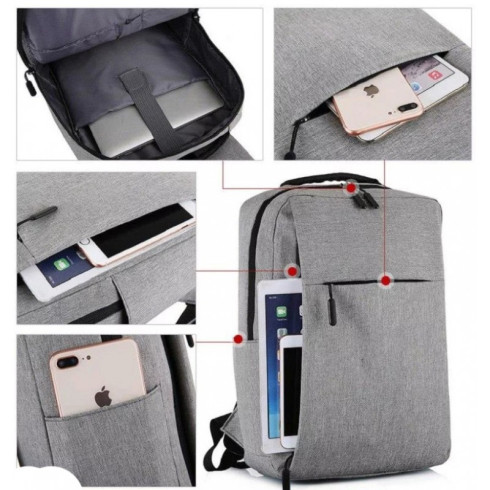 Športový batoh na notebook USB - šedý