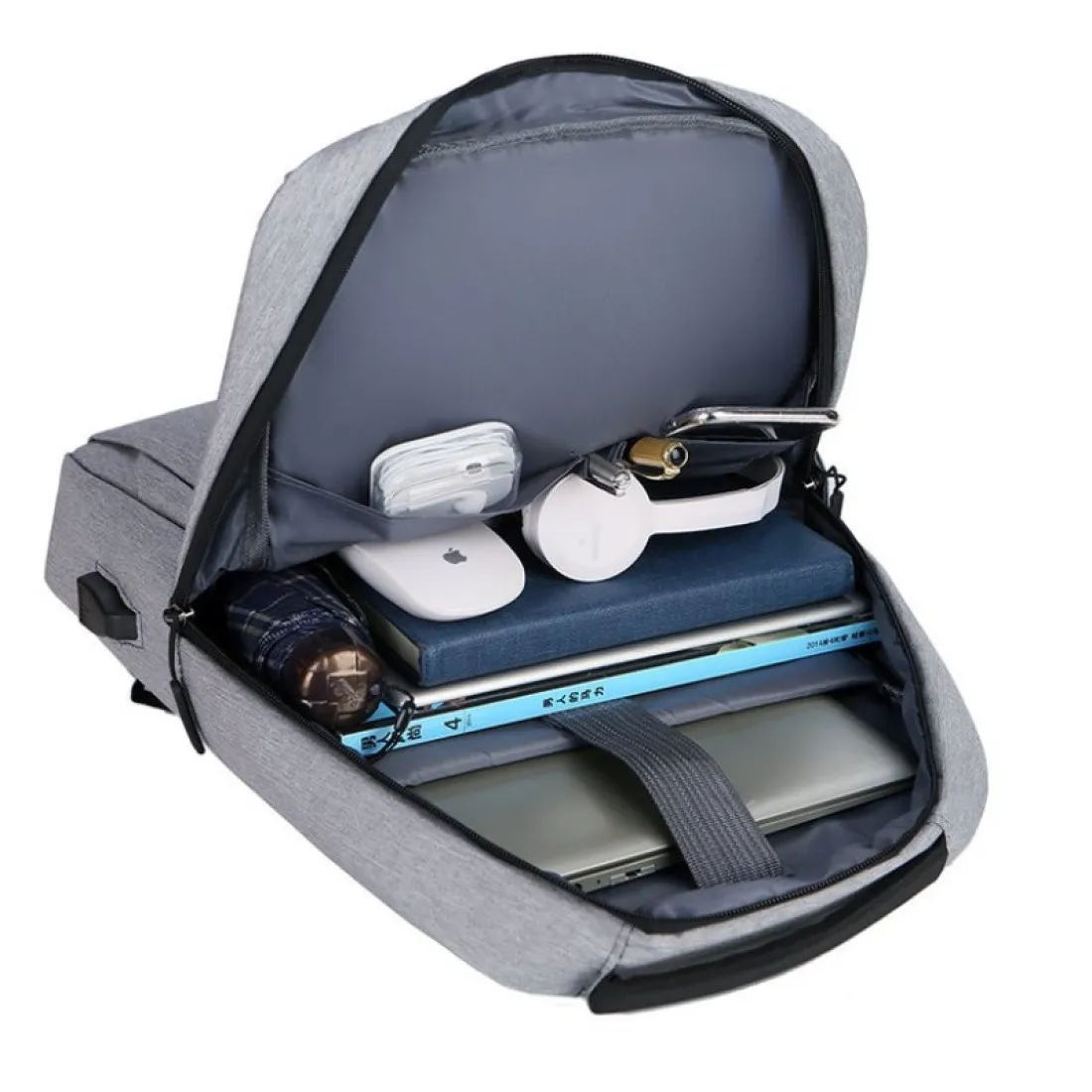 Sportovní batoh na notebook USB - šedý