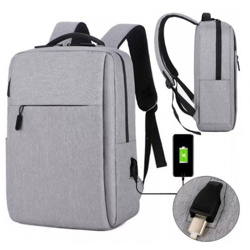 Športový batoh na notebook USB - šedý