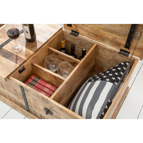 Štýlový konferenčný stolík s barom na víno - Winebar 100 cm, mango