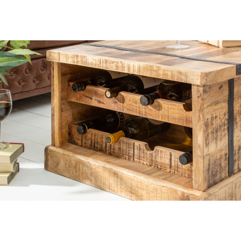 Štýlový konferenčný stolík s barom na víno - Winebar 100 cm, mango