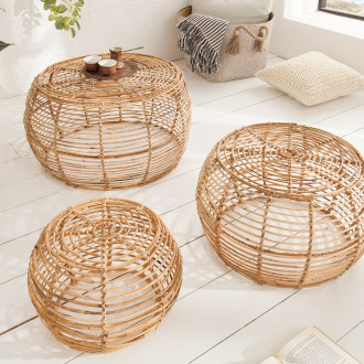 Štýlový ratanový stolík Bamboo Lounge - set 3 ks