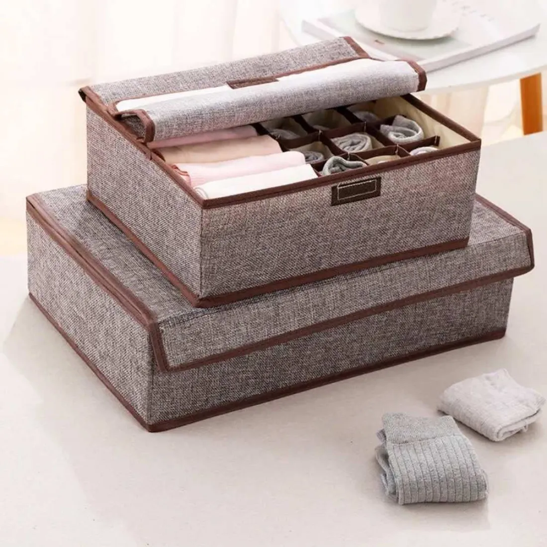 Textilní úložný box s přihrádkami - malý 32,5 cm