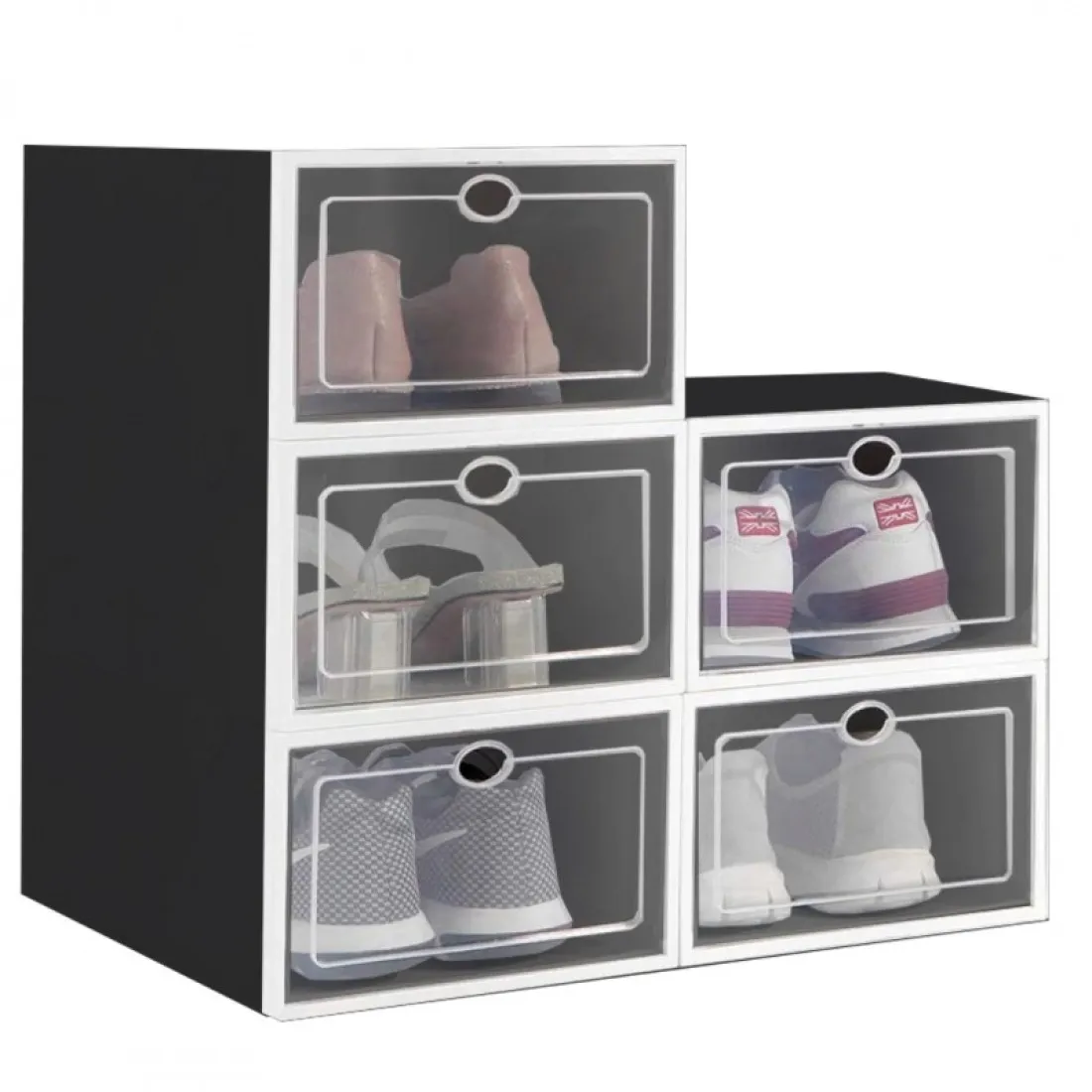 Úložný box na topánky -  čierny, 5 ks