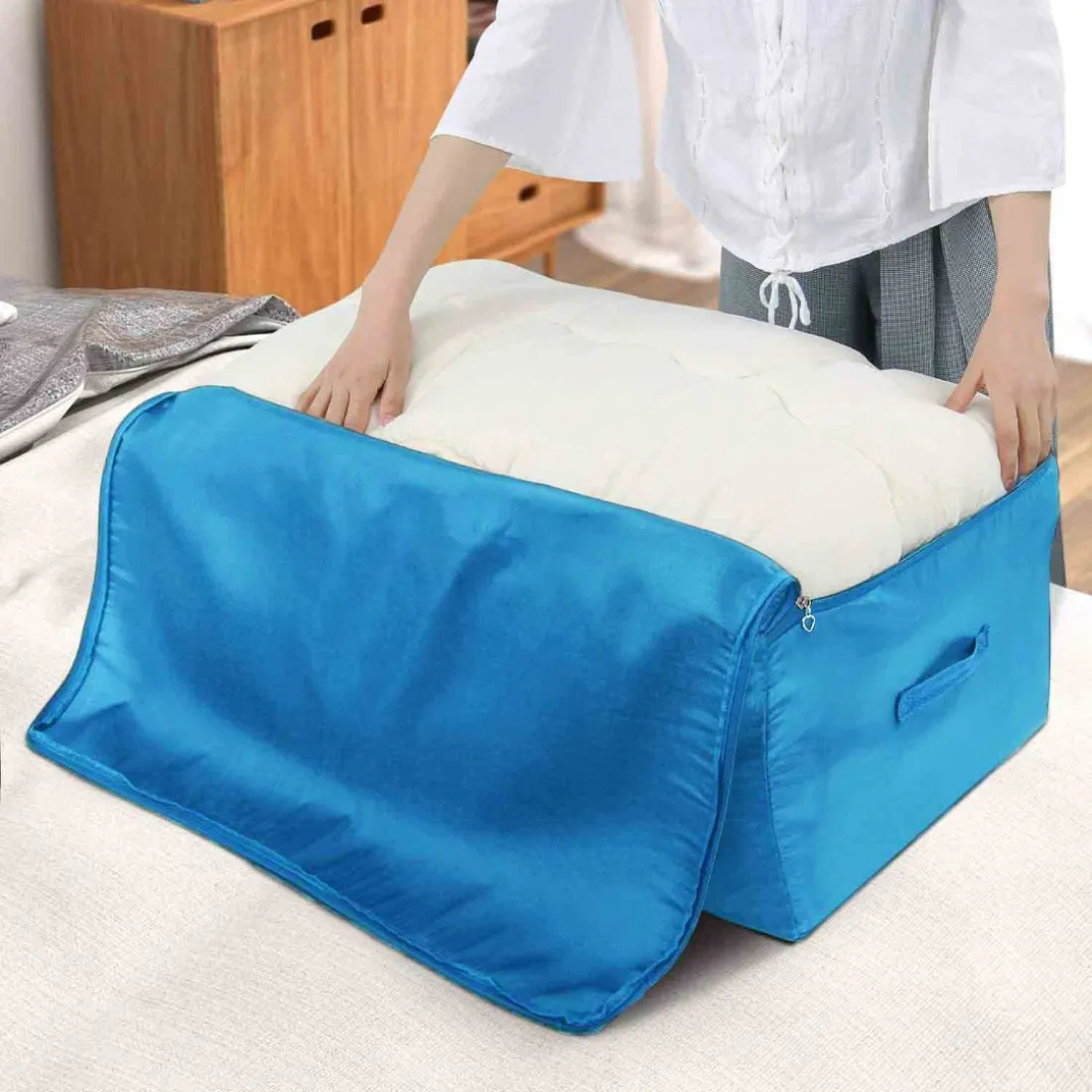 Úložný box - vak na oblečenie a deky - modrý