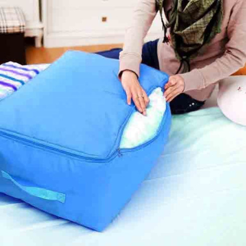 Úložný box - vak na oblečenie a deky - modrý