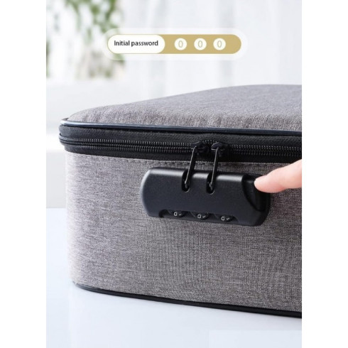 Úložný organizér na doklady so zámkom - šedý