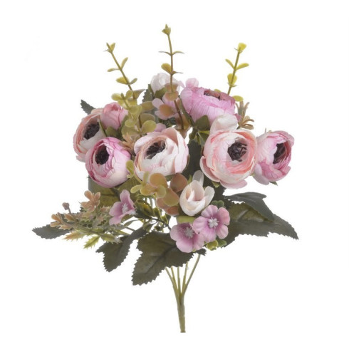Umelá kytica kamélia - zväzok, ružové - 28 cm