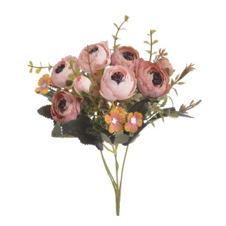 Umelá kytica kamélia - zväzok, svetlo ružové - 28 cm