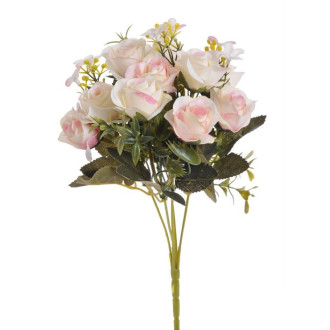 Umelá kytica ruží - zväzok, svetlo ružové - 30 cm