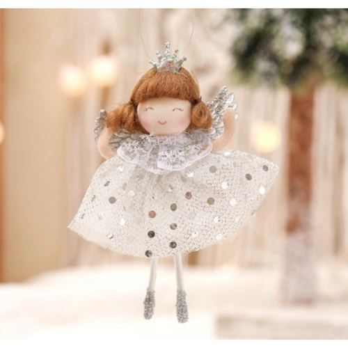 Vianočná dekorácia na zavesenie - anjel, strieborný