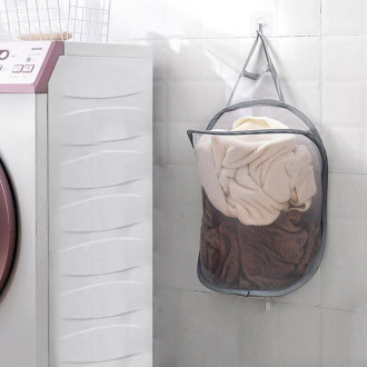 Závesný kôš na prádlo, šedý