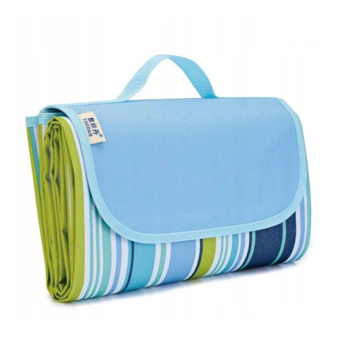 Plážová skladacia deka - podložka, modrá