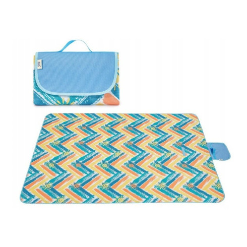 Plážová skládací deka - podložka, modrá mix