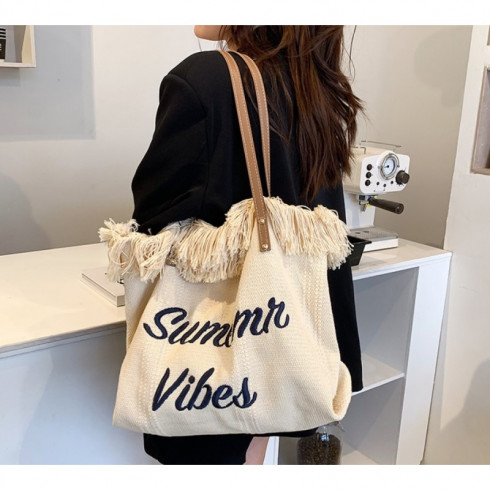 Plážová taška Summer Vibes - krémová