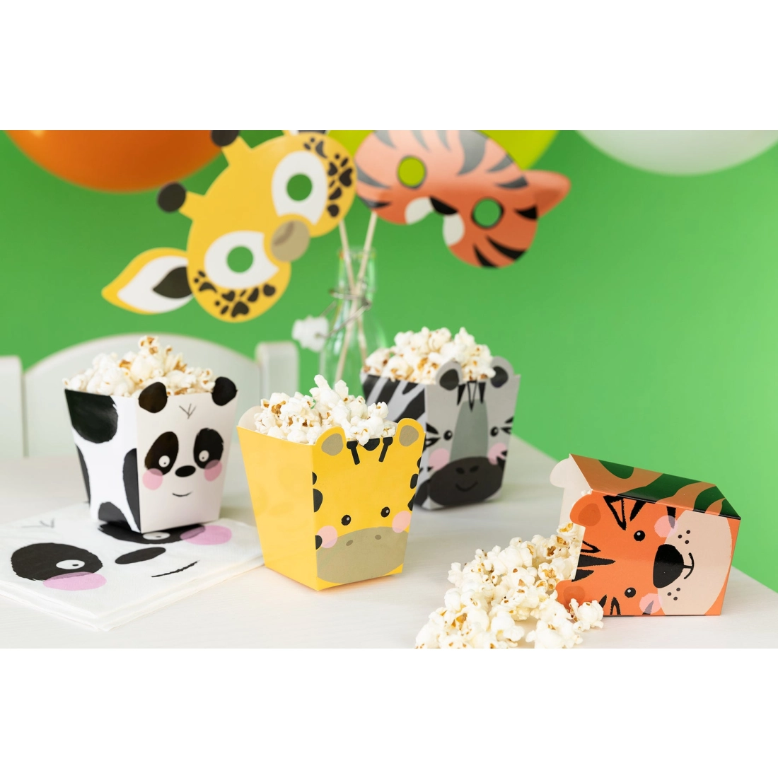Párty sada Safari – krabičky na chipsy, popcorn a taštičky na sladkosti, 12 ks