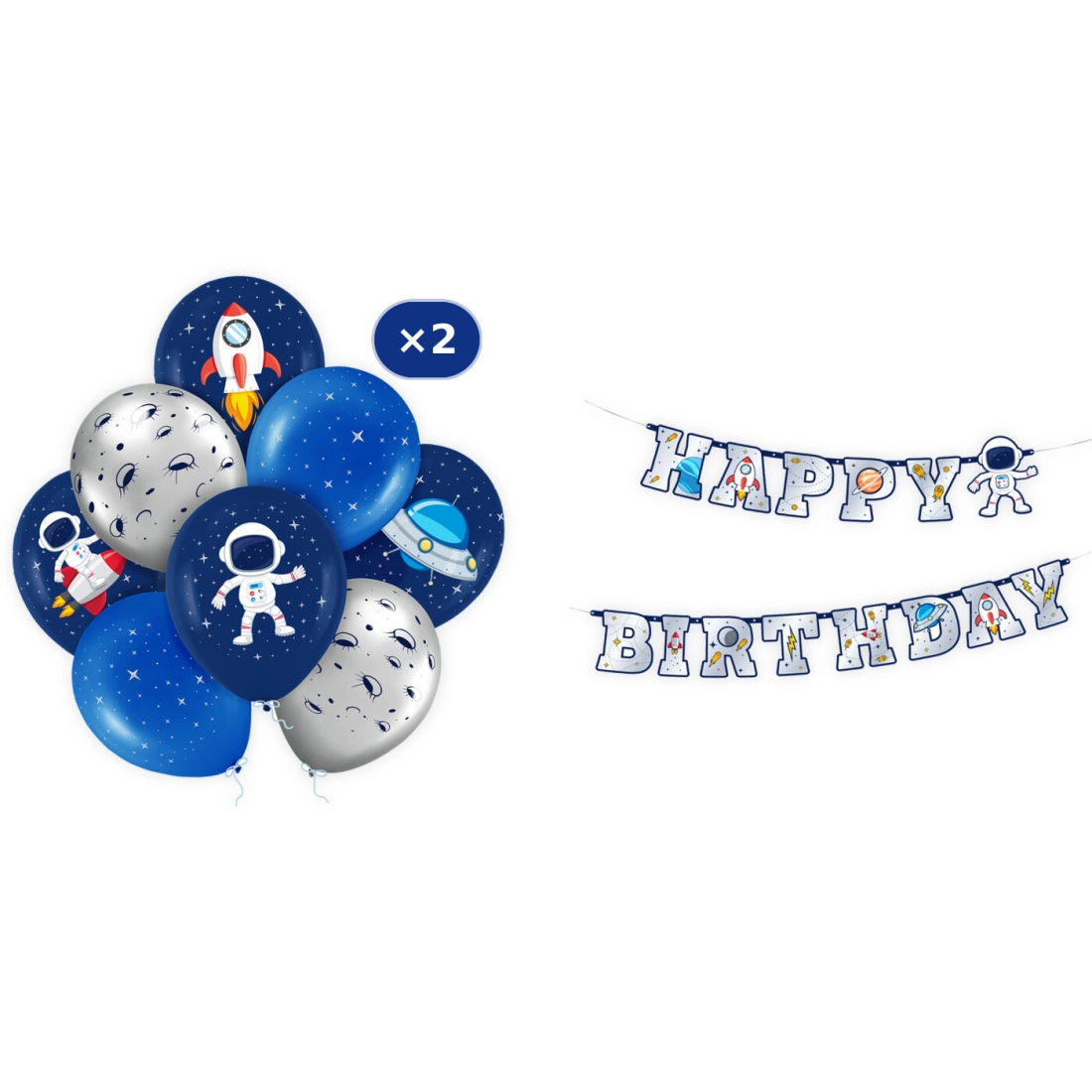 Párty sada Vesmír – balóny a girlanda na narodeniny, 17 ks