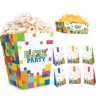 Párty sada Stavebnica na detskú oslavu – krabičky na popcorn, čipsy a sáčky na cukríky, 15 ks