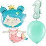 Párty balónová sada Morská panna a morský koník – fóliové balóny a metalické balóniky, 12 ks