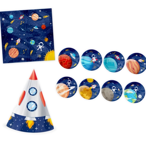 Párty sada Vesmír – taniere, servítky a klobúčiky, 24 ks