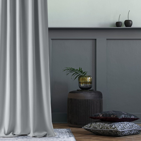 Záves Aura svetlosivá 140x260 cm - uchytenie strieborné dekoračné kolieska