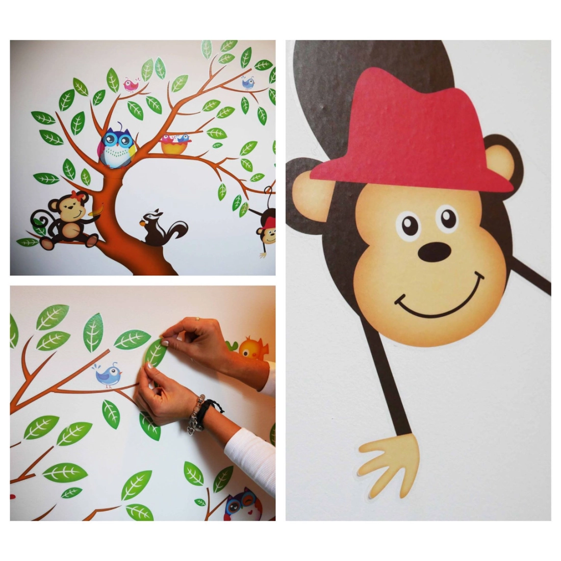 Dětské nálepky na zeď - Zvířátka na stromě