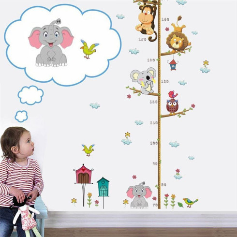 Samolepka na stenu - meter pre deti Zvieratka