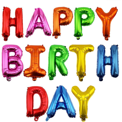 Narozeninové balóny - Happy Birthday, barevné