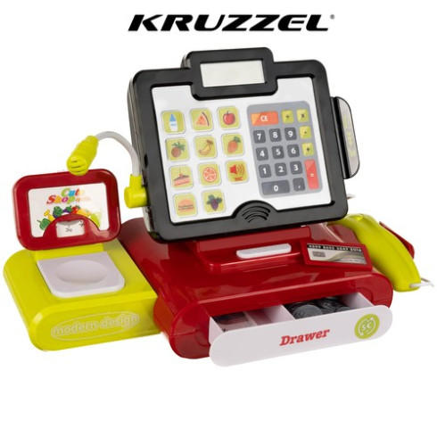 Detská pokladňa s kalkulačkou, príslušenstvom a nápojmi