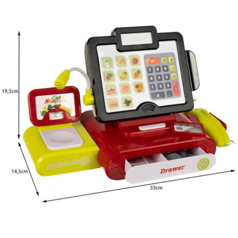 Detská pokladňa s kalkulačkou, príslušenstvom a nápojmi
