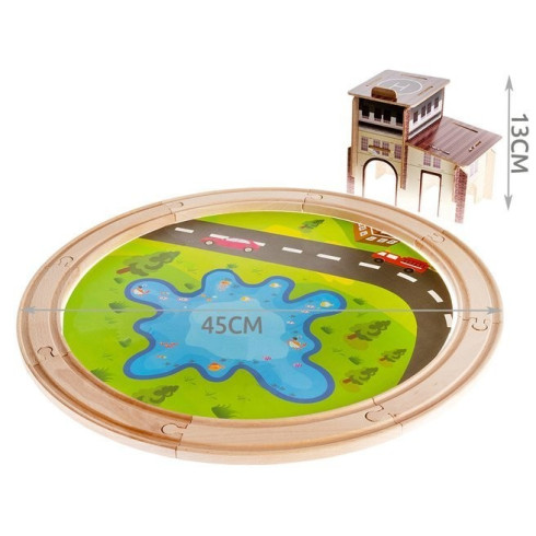 Drevená autodráha 40 dielov + lovenie rybičiek