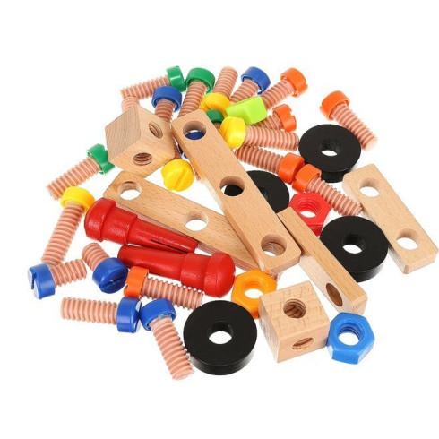 Drevená skladacia stavebnica 3v1 - stolička, dielňa, konštrukcie