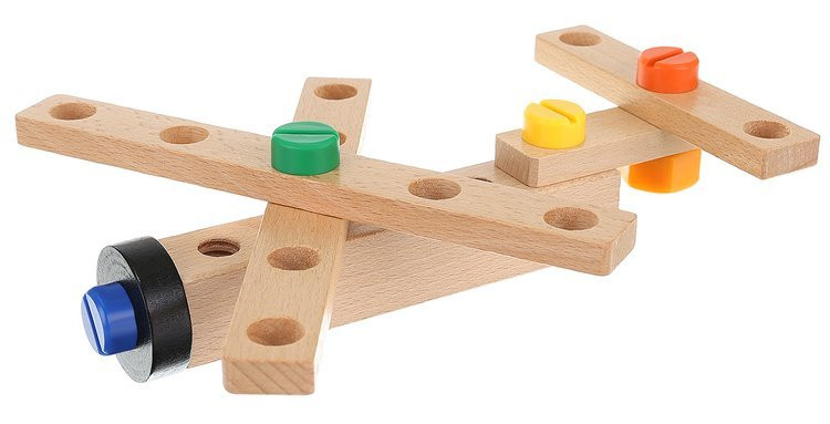 Drevená skladacia stavebnica 3v1 - stolička, dielňa, konštrukcie