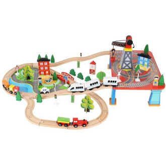Drevená vláčiková dráha na batérie - 88 prvkov