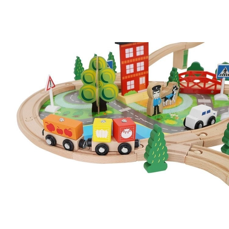 Drevená vláčiková dráha na batérie - 88 prvkov