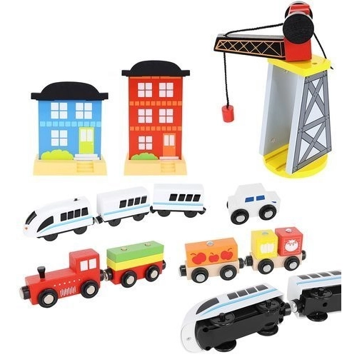 Drevená vláčiková dráha na batérie - 88 prvkov